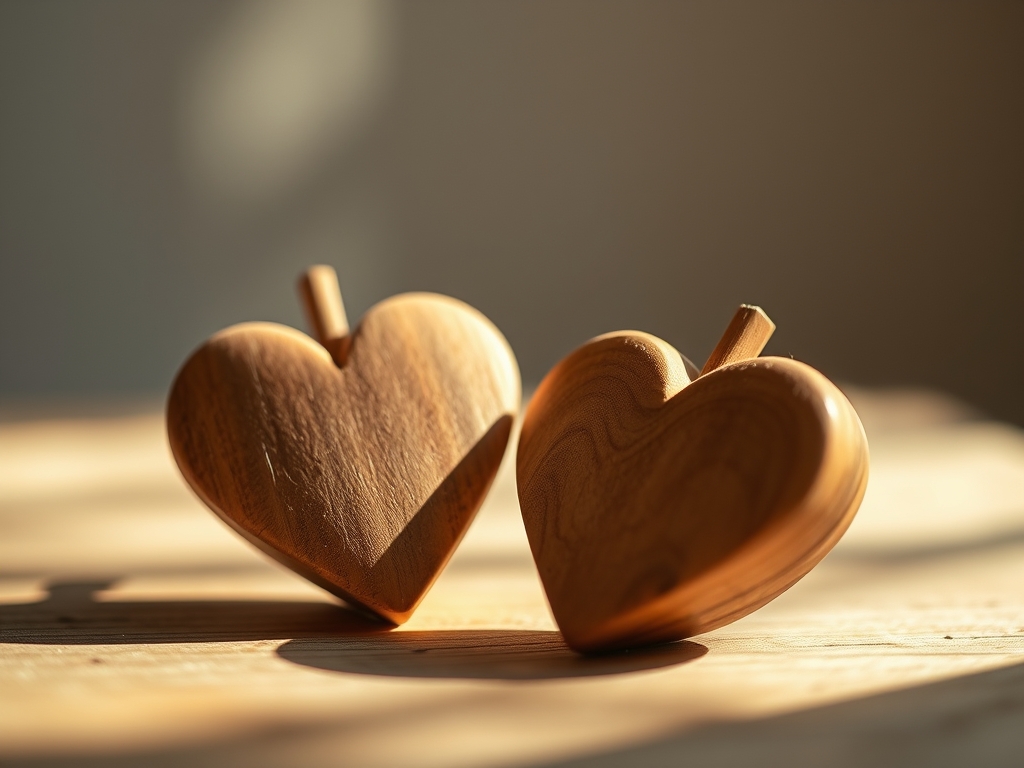 Hand Carved Wooden Hearts